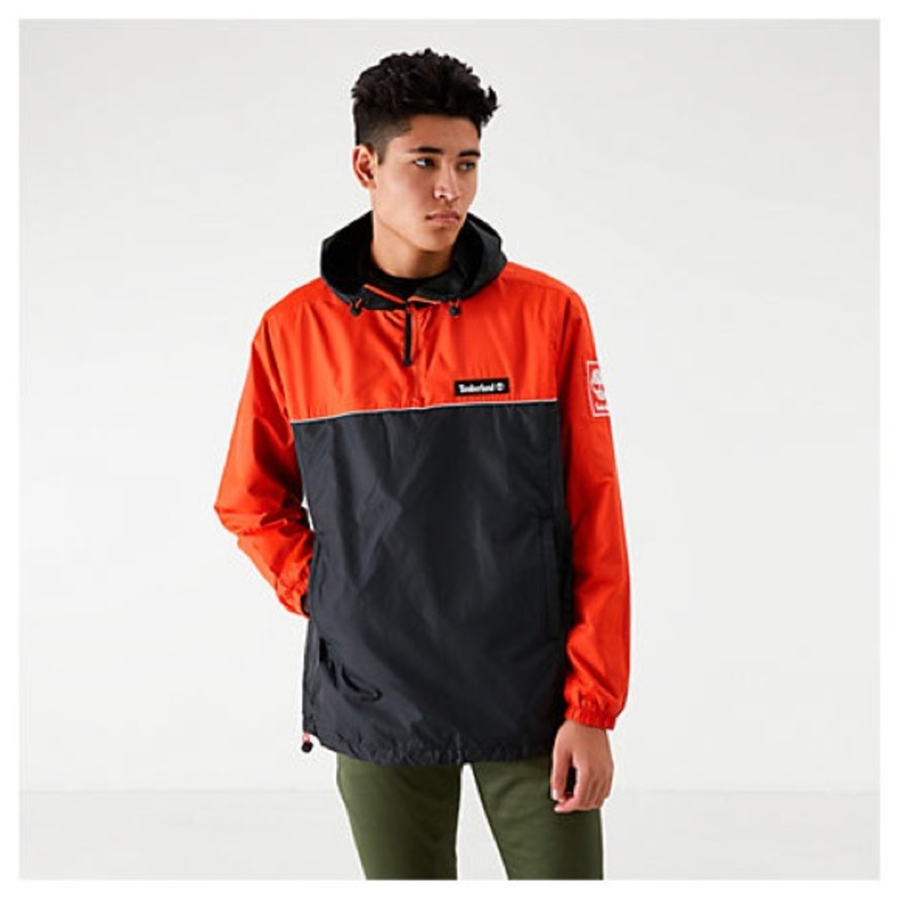RARE NWT XL Men’s Timberland  Rain Jacket Hooded Colorblock Bright Orange  Black